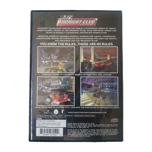 Midnight‎ Club Street Racing PS2 w/ Manual. Very Good - Picture 2 of 6